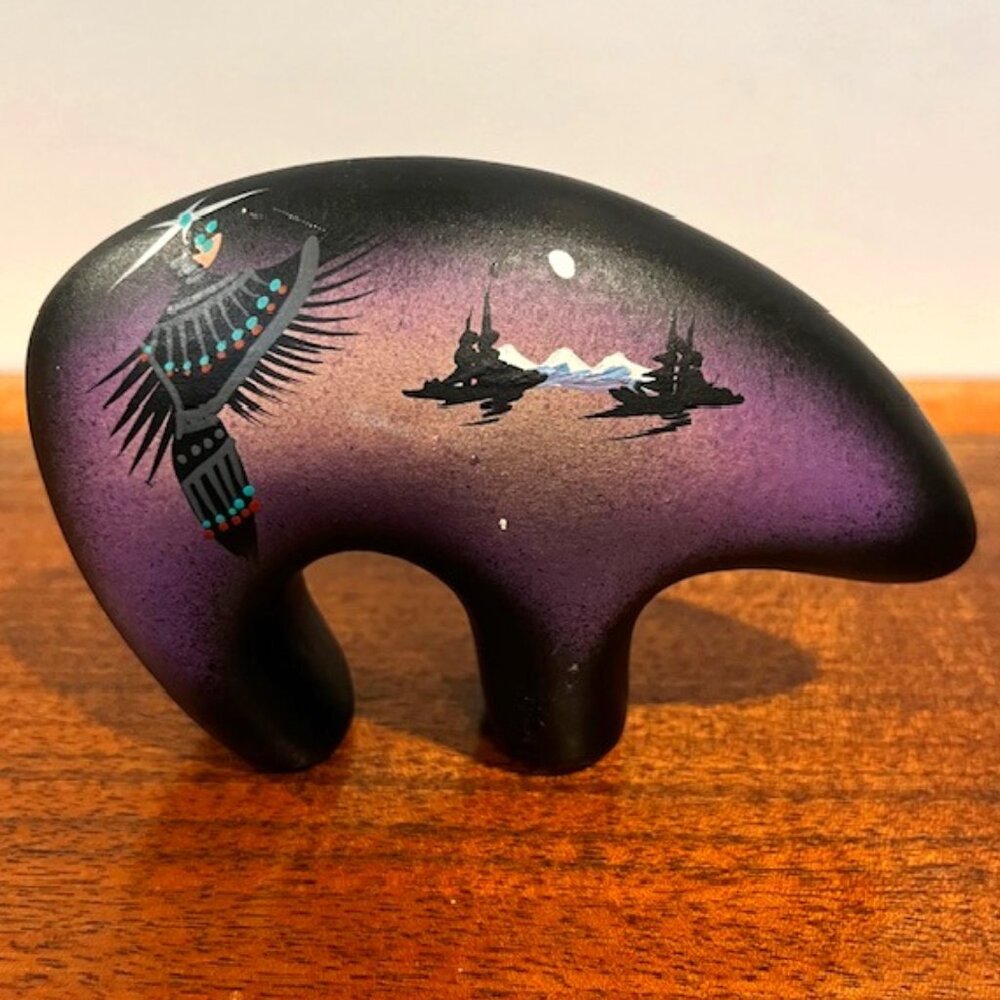 Cedar Mesa Navajo Native American Purple Mystic Maiden Bear Figurine
